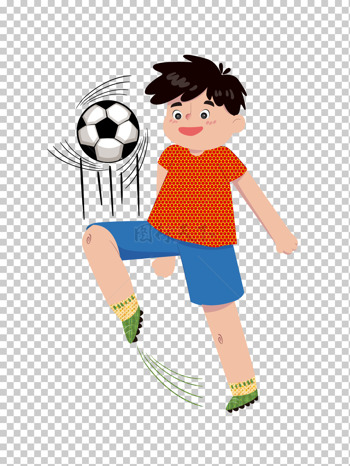 卡通肥胖男孩踢足球的矢量图
