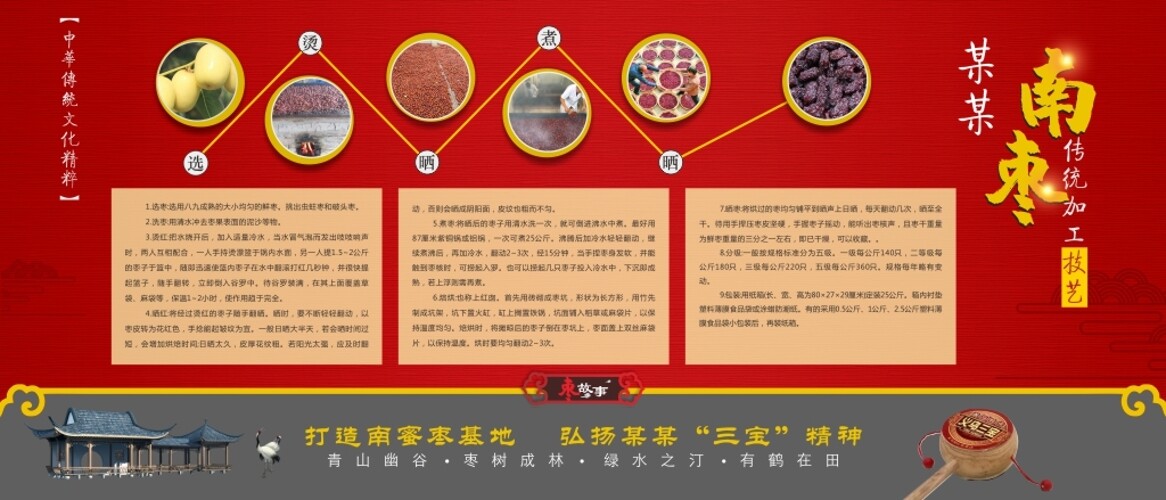 大气红中国风南蜜枣文化宣传栏系列海报展板