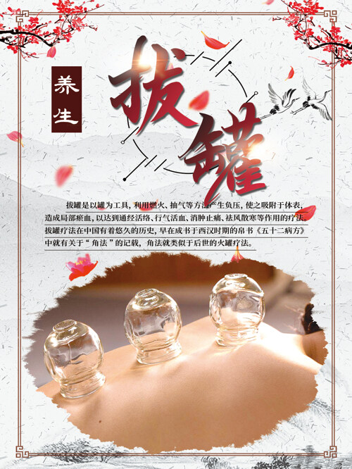 中国风拔罐养生保健展板海报