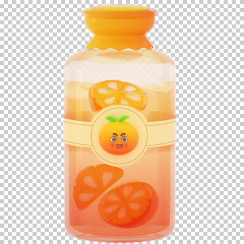 3D立体卡通水果饮料玻璃瓶橙汁
