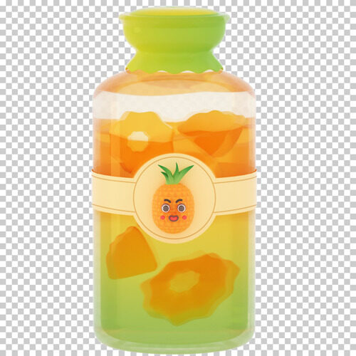 3D立体卡通水果饮料玻璃瓶菠萝果汁