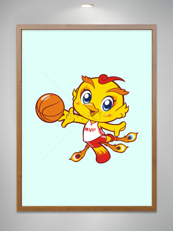 卡通可爱小凤凰打篮球