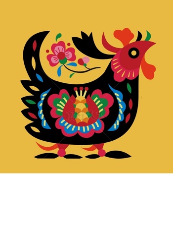 传统 欧式俄式 方形图案背景贴图 黑公鸡和花