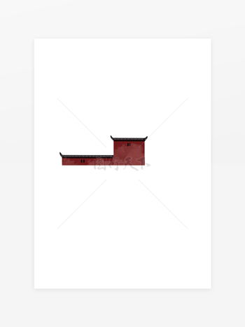 中式红墙插画