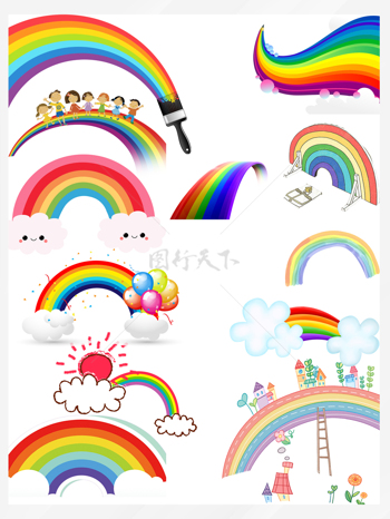 多样式彩虹粉刷卡通气球太阳小白云