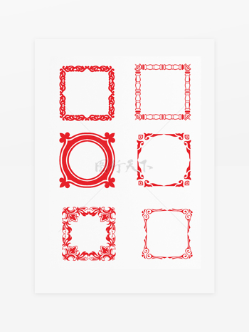 红色圆形中国风中式边框复古边框文本框