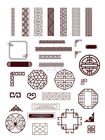 古典中式门窗回纹装饰花纹图案