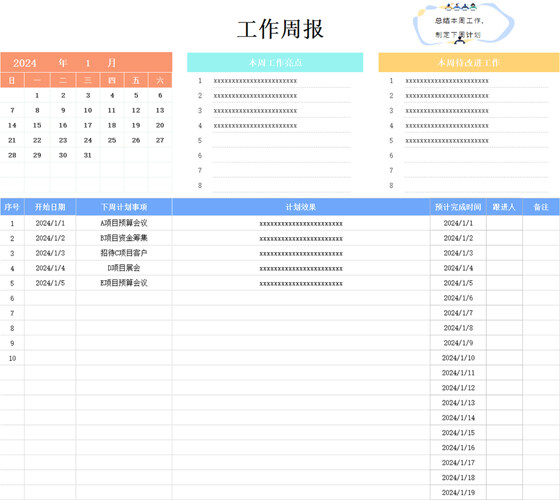 工作计划统计周报表