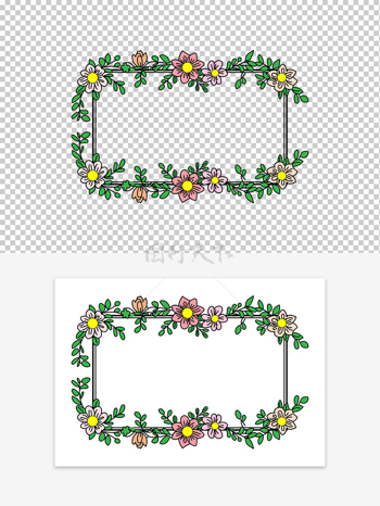 手绘植物花朵绿叶花卉边框