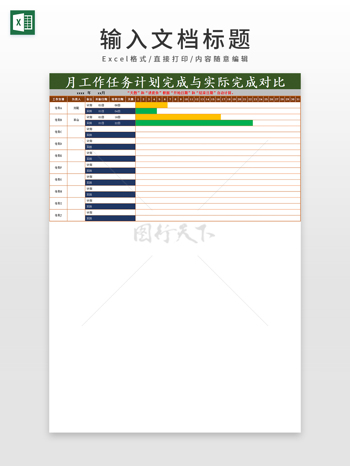 月工作计划与实际完成对比表