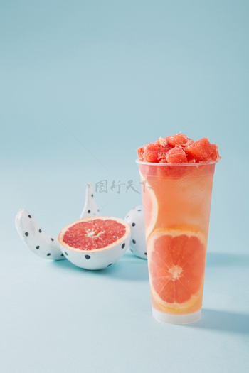 清新美味西柚奶茶果汁