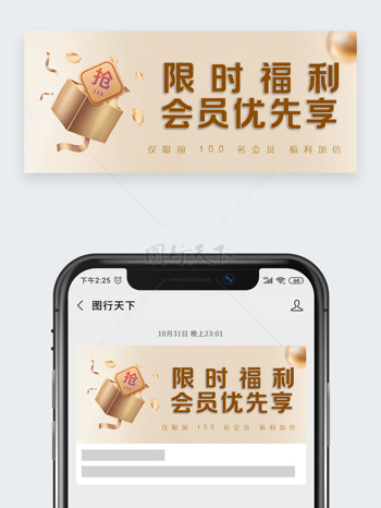 简约大气会员优先享限时福利公众号头图